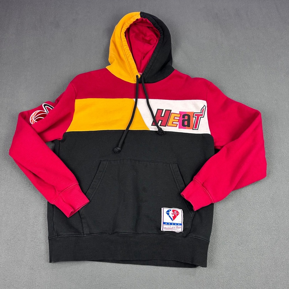 Mitchell & Ness Miami Heat NBA 75th Anniversary Colorblock Hoodie Mens Small